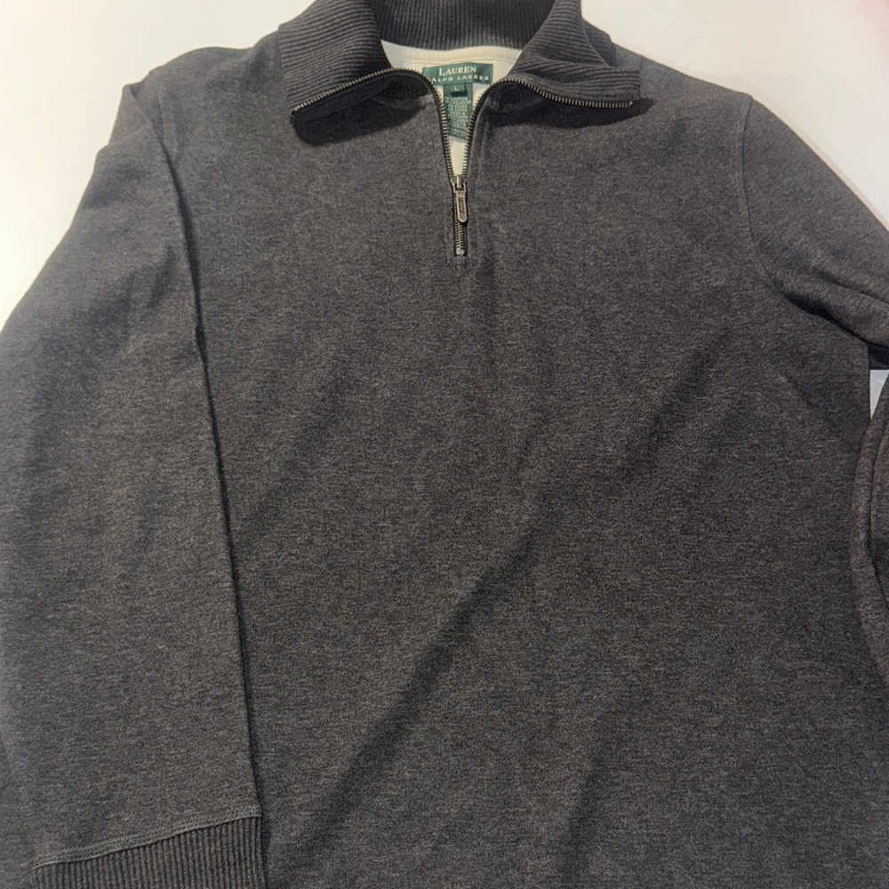 Lauren Ralph‎ Lauren Men's Dark Gray Quarter Zip-Up Sweater